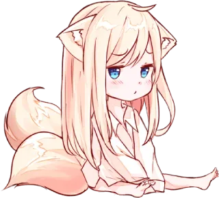 😒 อนิเมะ, สาวหูจิ้งจอก, เคโมะมิมิ, น่ารัก, มังงะ, คาวาอิ telegram sticker