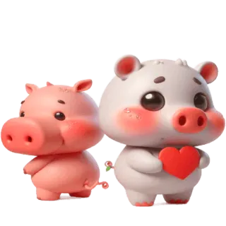 😍 cerdo, corazón, dibujos animados, animal, amor, lindo telegram sticker