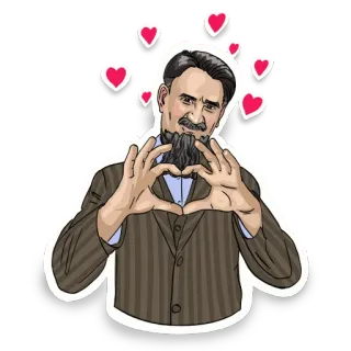 😍 남자, 하트, 사랑, 수염, 정장, 몸짓, 애정 telegram sticker