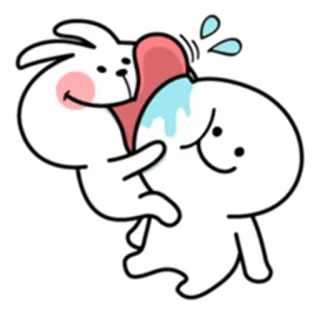 😝 Мультфильм, Кролик, Милый, Животное, Дружба, Смешной, Стикер telegram sticker