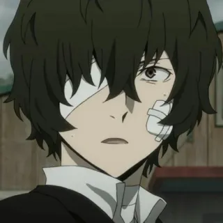 🥀 Osamu Dazai Bungou Stray Dogs アニメ, 包帯, キャラクター, 太宰治, 文豪ストレイドッグス, ダークな雰囲気 telegram sticker