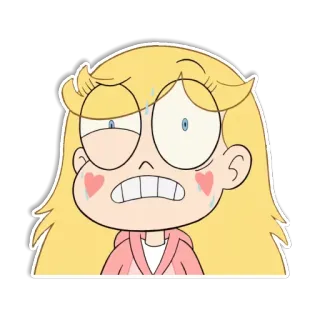 😠 Star Butterfly Star vs. the Forces of Evil การ์ตูน, ตัวละคร, กังวล, เหงื่อ, ผมบลอนด์, แก้มชมพู, น่ารัก telegram sticker