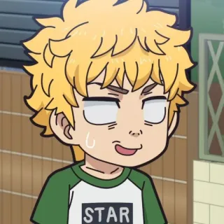 🎐 STAR Anime, Chibi, Estrela, Personagem, Cabelo loiro, Gota de suor whatsapp sticker