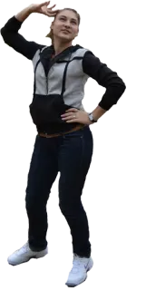 🙈 mujer, casual, posando, moda, adulto, vaqueros, chaqueta telegram sticker