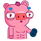 💪 pig, weightlifting, exercise, fitness, cartoon, funny whatsapp sticker