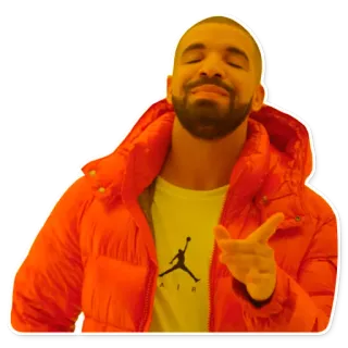 👉 Drake Meme, Drake, Setuju, Tidak setuju, Oranye, Air Jordan whatsapp sticker