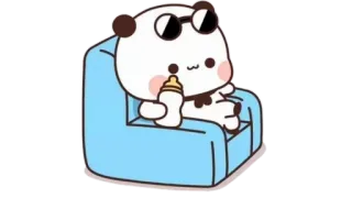 🫖 imut, panda, kartun, bayi, santai, kacamata hitam, rileks telegram sticker