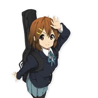 🖐 Yui Hirasawa K-On! Anime, Mädchen, Gitarre, Schuluniform, Musik telegram sticker