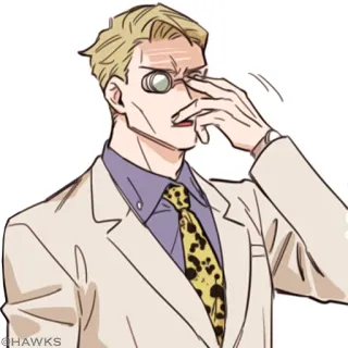 😠 @HAWKS Anime, Homme, Personnage, Lunettes, Tenue formelle, Blond telegram sticker