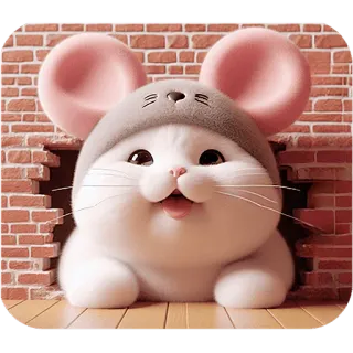 😁 แมว, น่ารัก, หนู, หมวก, น่าเอ็นดู, การ์ตูน, สัตว์ whatsapp sticker
