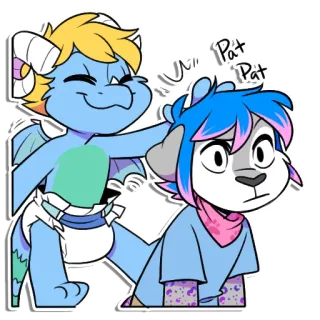 🐲 Pat Pat Furry, Draak, Hond, Cartoon, Dieren, Schattig, Luier whatsapp sticker
