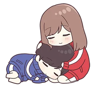 💙 ハグ, カップル, かわいい, アニメ, 漫画 telegram sticker