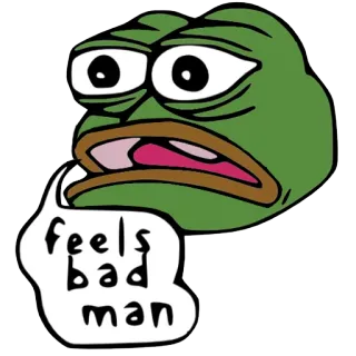 🐸 Pepe the Frog feels bad man Pepe la Rana, Meme, Feels Bad Man, Cultura de internet telegram sticker