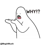 🔝 WHY!? câu hỏi, hoạt hình, hài hước, trắng, dấu chấm than, bối rối telegram sticker