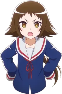 😧 Anime, Ragazza, Uniforme scolastica, Arrabbiata, Personaggio animato telegram sticker