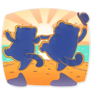 💑 praia, ursos, desenho animado, silhueta, pôr do sol, caprichoso telegram sticker