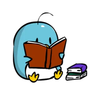 📖 Pinguin, Lesen, Buch, Süß, Tier, Cartoon telegram sticker