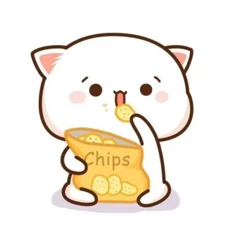 🌟 CHIPS cat, chips, snack, cute, kawaii, food whatsapp sticker