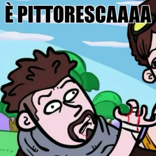 😊 È PITTORESCAAAAA cartone animato, sangue, ferita, italiano, fumetto telegram sticker