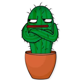 🥴 선인장, 식물, 화분, 스티커, 빈정거리는, 태도, 심술궂은 telegram sticker