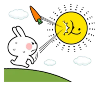 😾 bunny, rabbit, carrot, cloud, sun, cartoon telegram sticker
