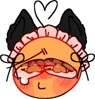 🥺 oreilles de chat, emoji, mignon, tenue de soubrette, kawaii, cœur telegram sticker