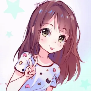 ✌️ Anime, Ragazza, Segno di pace, Cartone animato, Carino, Manga telegram sticker