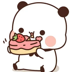 🍰 かわいい, パンダ, ケーキ, いちご, カワイイ, デザート, 漫画 telegram sticker