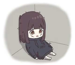 😫 anime girl, sad, corner, emo, depression telegram sticker