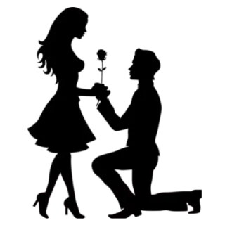 😘 silhouette, coppia, amore, romanticismo, proposta di matrimonio, fidanzamento, uomo, donna whatsapp sticker