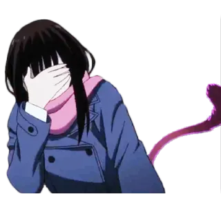 🤦‍♀️ аниме, девушка, смущенная, прячется, милая, хвост whatsapp sticker
