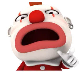 😦 клоун, мультфильм, красный нос, расстроен, грустный, разочарован telegram sticker
