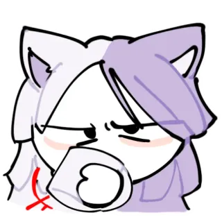 💜 漫画, アニメ, 怒り, かわいい, 白, 紫 telegram sticker