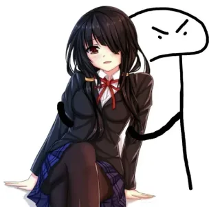 😏 Аниме, Школьница, Девушка, Злая, Человечек telegram sticker