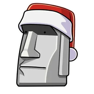 🗿 Moai, Ilha de Páscoa, Cabeça de pedra, Natal, Gorro de Papai Noel, Feriado telegram sticker