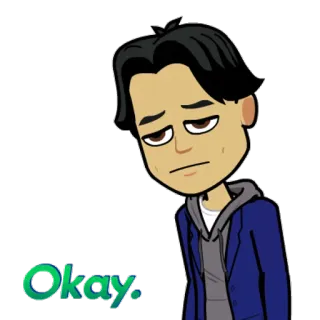😕 Okay. ok, Bitmoji, dessin animé, expression, approbation telegram sticker