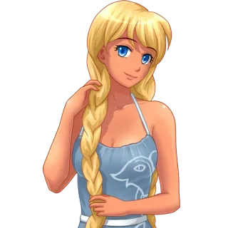 😏 kobieta, dziewczyna, blondynka, warkocz, anime telegram sticker