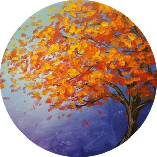 🌳 tree, autumn, fall, leaves, nature, art, painting whatsapp sticker
