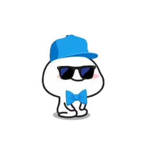 ❤ cartoon, character, mascot, cute, blue, sunglasses whatsapp sticker