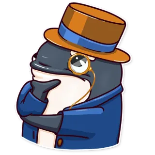 🧐 dolphin, monocle, top hat, gentleman, fancy, whale, mammal telegram sticker
