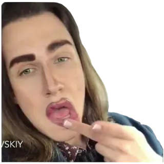 💋 Finger, Make-up, Mann, Mittelfinger, Beleidigend telegram sticker