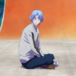 💎 anime, boy, skateboarding, sitting, skatepark, skateboard telegram sticker