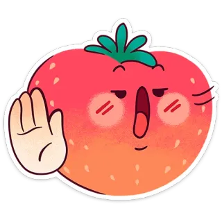 🍓 tomate, fruta, mão, pare, ilustração, desenho animado telegram sticker