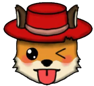 😜 fox, animal, cartoon, hat, cute, kawaii, wink telegram sticker