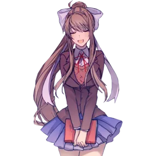 😌 Monika Doki Doki Literature Club! anime, cute, schoolgirl, monika, doki doki literature club, smiling, character, illustration telegram sticker