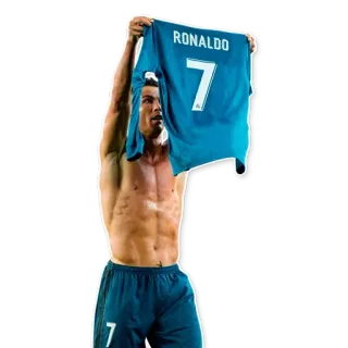 🎽 Cristiano Ronaldo RONALDO 7 football, joueur de foot, joueur, célébration, torse nu, abdos whatsapp sticker
