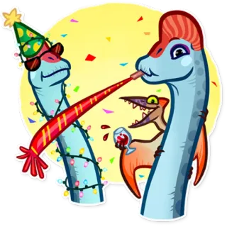 🎉 恐竜, パーティー, お祝い, お祝いの, 飲酒 telegram sticker