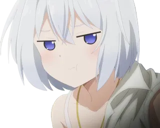 ☹️ Аниме, Девушка, Белые волосы, Мультфильм telegram sticker