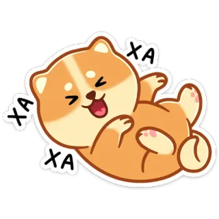 😀 XA XA chien, mignon, shiba inu, joyeux, rire, dessin animé telegram sticker