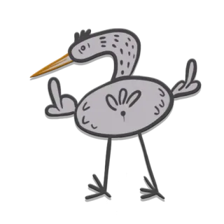 🖕 uccello, dito medio, offensivo, cartone animato, animale telegram sticker